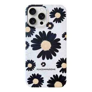 For iPhone 15 Pro Frosted Daisy Film Phone Case(Black Flower)