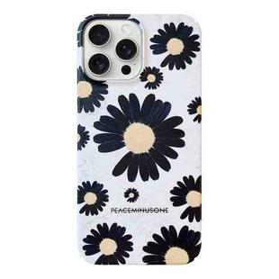 For iPhone 15 Pro Max Frosted Daisy Film Phone Case(Black Flower)