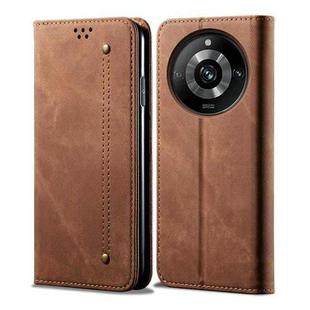 For Realme 11 Pro / 11 Pro+ Denim Texture Flip Leather Phone Case(Brown)
