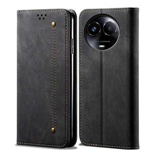 For Realme 11 5G Global / 11x Denim Texture Flip Leather Phone Case(Black)