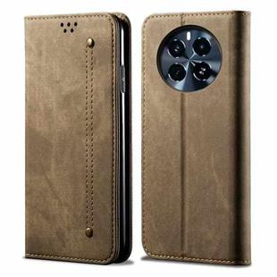 For Realme GT5 Pro Denim Texture Flip Leather Phone Case(Khaki)