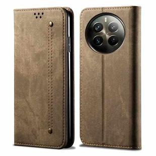 For Realme 12 Pro / 12 Pro+ Denim Texture Flip Leather Phone Case(Khaki)