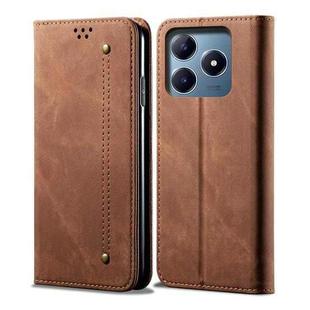 For Realme C63 / C61 Denim Texture Flip Leather Phone Case(Brown)