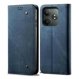 For Realme GT 6 5G Global Denim Texture Flip Leather Phone Case(Blue)