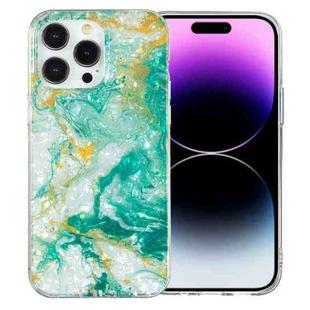 For iPhone 14 Pro Max IMD Shell Pattern TPU Phone Case(Green Marble)