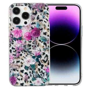 For iPhone 14 Pro Max IMD Shell Pattern TPU Phone Case(Leopard Flower)