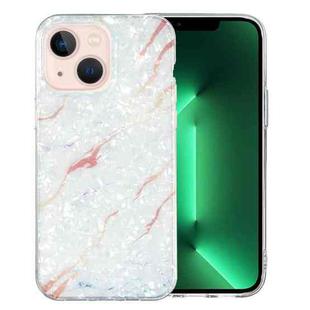 For iPhone 14 Plus IMD Shell Pattern TPU Phone Case(White Marble)