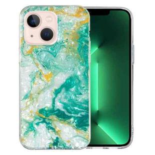 For iPhone 14 Plus IMD Shell Pattern TPU Phone Case(Green Marble)