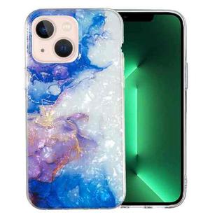 For iPhone 14 Plus IMD Shell Pattern TPU Phone Case(Sky Blue Purple Marble)