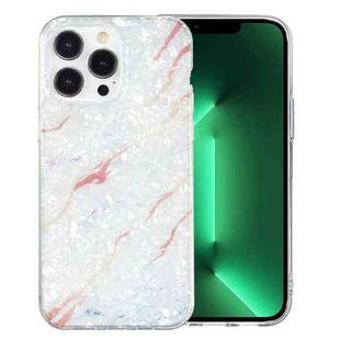 For iPhone 13 Pro IMD Shell Pattern TPU Phone Case(White Marble)