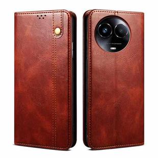 For Realme 11 5G Global / 11x Oil Wax Crazy Horse Texture Leather Phone Case(Brown)