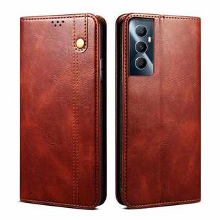For Realme C65 4G Oil Wax Crazy Horse Texture Leather Phone Case(Brown)