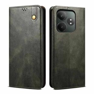 For Realme GT 6T 5G Global Oil Wax Crazy Horse Texture Leather Phone Case(Green)