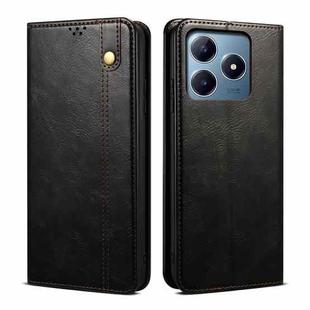 For Realme C63 / C61 Oil Wax Crazy Horse Texture Leather Phone Case(Black)