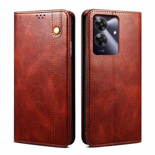 For Realme Note 60 4G / C61 4G Oil Wax Crazy Horse Texture Leather Phone Case(Brown)