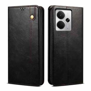 For Realme 14 5G Global Oil Wax Crazy Horse Texture Leather Phone Case(Black)