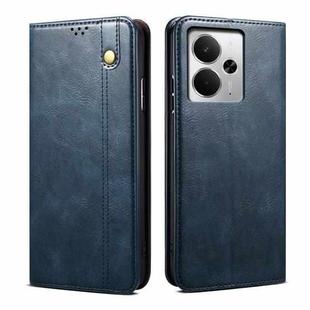 For Realme 14 5G Global Oil Wax Crazy Horse Texture Leather Phone Case(Blue)