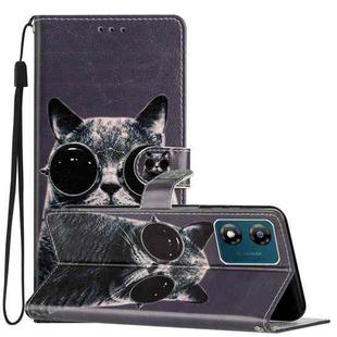 For Motorola Moto E13 Colored Drawing Leather Phone Case(Sunglasses Cat)