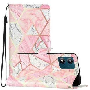 For Motorola Moto E13 Colored Drawing Leather Phone Case(Pink Marble)