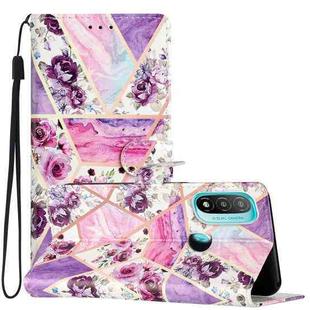 For Motorola Moto E20 /E30 /E40 Colored Drawing Leather Phone Case(Purple Marble)