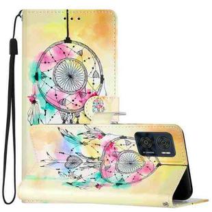 For Motorola Moto E22 Colored Drawing Leather Phone Case(Dream Catcher)