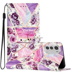 For Motorola Moto E32 Colored Drawing Leather Phone Case(Purple Marble)