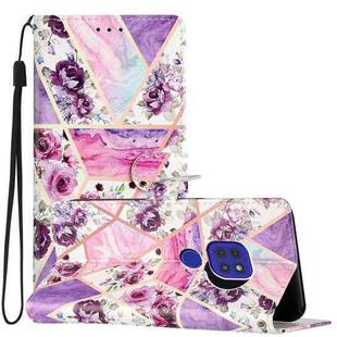 For Motorola Moto G9 / G9 Play Colored Drawing Leather Phone Case(Purple Marble)