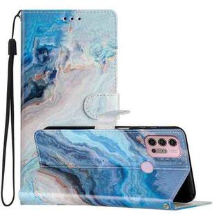 For Motorola Moto G10 / G30 Colored Drawing Leather Phone Case(Blue Marble)