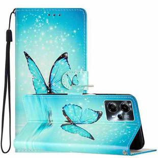 For Motorola Moto G13 / G23/G53 Colored Drawing Leather Phone Case(Blue Butterfly)