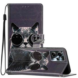 For Motorola Moto G13 / G23/G53 Colored Drawing Leather Phone Case(Sunglasses Cat)