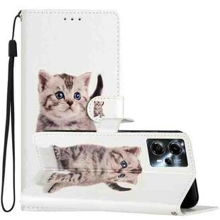 For Motorola Moto G13 / G23/G53 Colored Drawing Leather Phone Case(Little Tabby Cat)