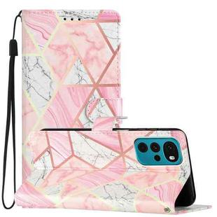 For Motorola Moto G22 Colored Drawing Leather Phone Case(Pink Marble)