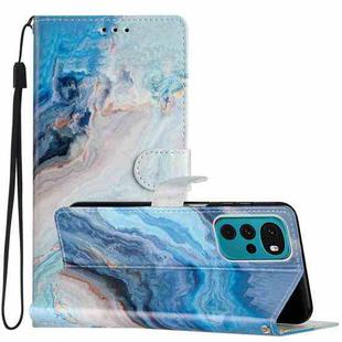 For Motorola Moto G22 Colored Drawing Leather Phone Case(Blue Marble)