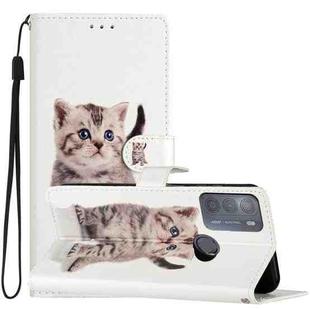 For Motorola Moto G50 Colored Drawing Leather Phone Case(Little Tabby Cat)