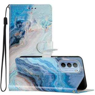 For Motorola Moto G62 Colored Drawing Leather Phone Case(Blue Marble)