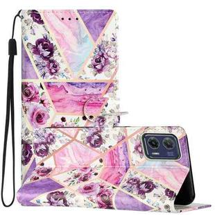 For Motorola Moto G73 Colored Drawing Leather Phone Case(Purple Marble)