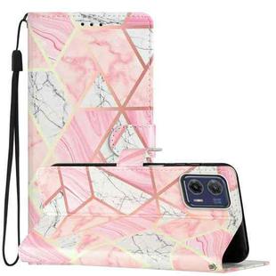 For Motorola Moto G73 Colored Drawing Leather Phone Case(Pink Marble)