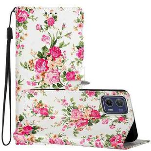 For Motorola Moto G73 Colored Drawing Leather Phone Case(Peonies)