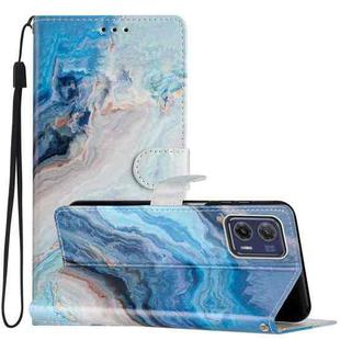 For Motorola Moto G73 Colored Drawing Leather Phone Case(Blue Marble)