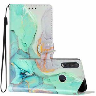 For Motorola Moto One Action Colored Drawing Leather Phone Case(Green Marble)