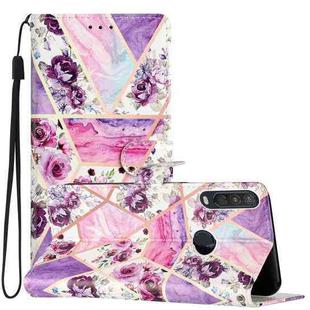 For Motorola Moto One Action Colored Drawing Leather Phone Case(Purple Marble)