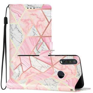 For Motorola Moto One Action Colored Drawing Leather Phone Case(Pink Marble)