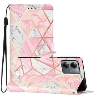 For Motorola Moto G14 Colored Drawing Leather Phone Case(Pink Marble)