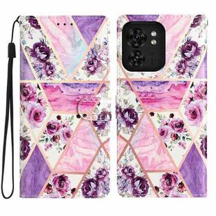 For Motorola Edge 40 Colored Drawing Leather Phone Case(Purple Marble)