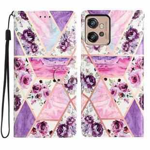 For Motorola Moto G32 Colored Drawing Leather Phone Case(Purple Marble)