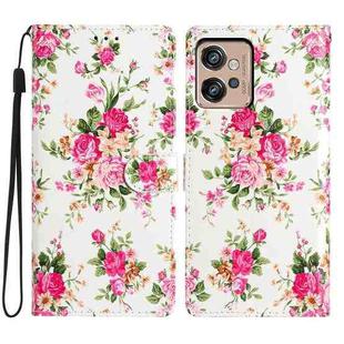 For Motorola Moto G32 Colored Drawing Leather Phone Case(Peonies)