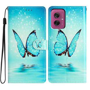 For Motorola Moto G55 Colored Drawing Leather Phone Case(Blue Butterfly)