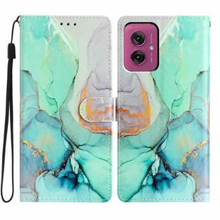 For Motorola Moto G55 Colored Drawing Leather Phone Case(Green Marble)