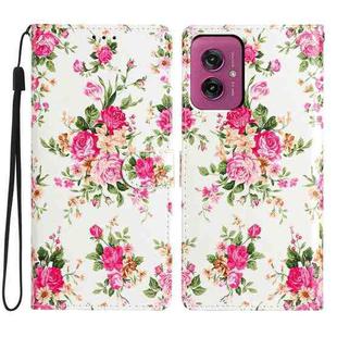 For Motorola Moto G55 Colored Drawing Leather Phone Case(Peonies)