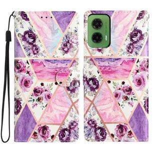 For Motorola Moto G35 Colored Drawing Leather Phone Case(Purple Marble)